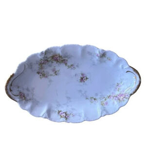 Vintage Haviland Limoge White & Pink Floral Print Dish Plate